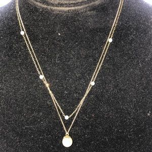 2 vintage faux pearl dainty necklace 12k GF as is